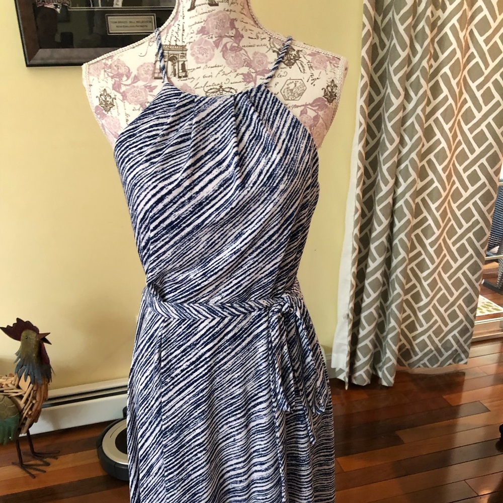 ANN TAYLOR halter dress. Blue and white
